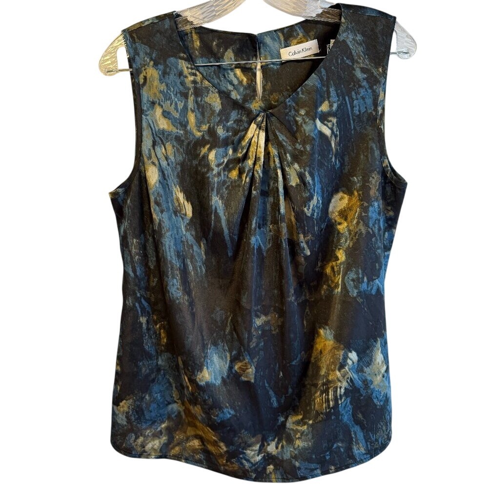 Calvin Klein Printed Pleated Crew Neck Cami‎ Small